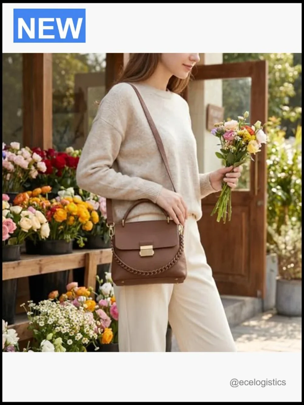 Genuine Leather Top Handle Crossbody Satchel with Shoulder Strap